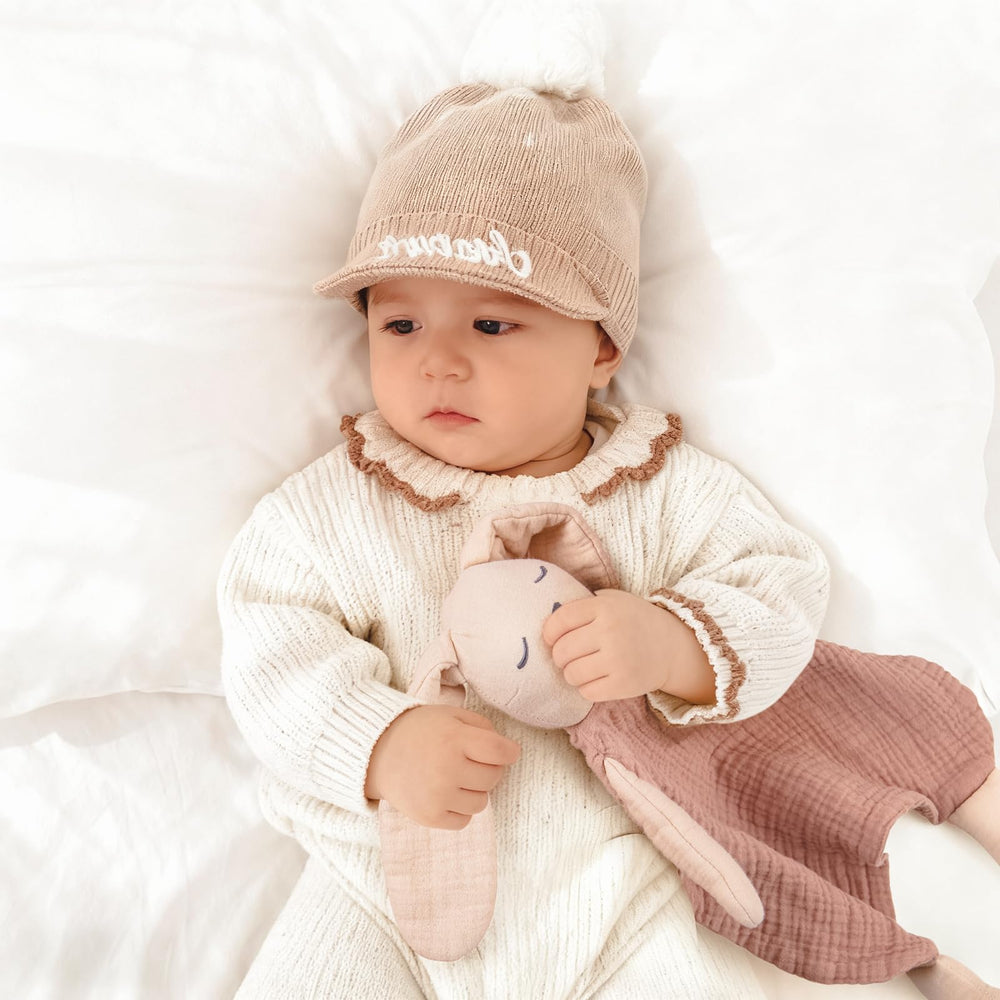 Lulumoon Muslin Bunny Lovey machine-washable for easy care.