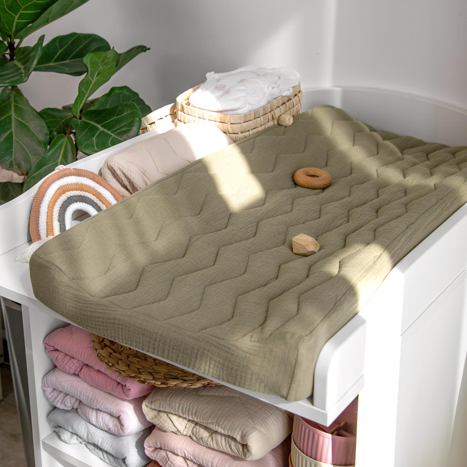 lulumoon muslin changing pad cover folded for compact storage