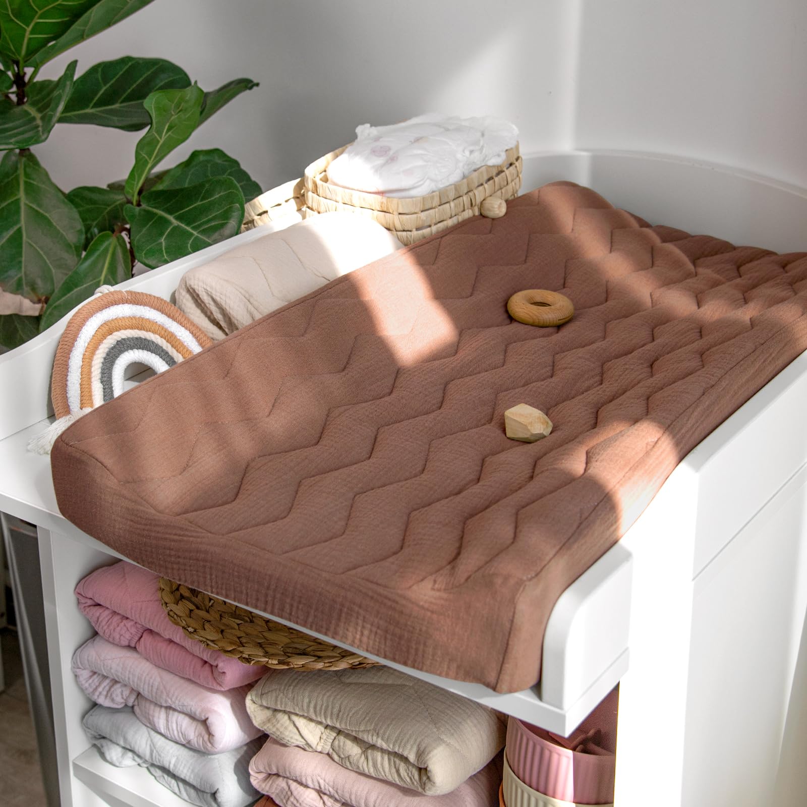 lulumoon muslin changing pad cover quilted design adds padding