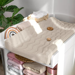 lulumoon muslin-changing-pad-cover quilted-design detail highlights plush padding for comfort