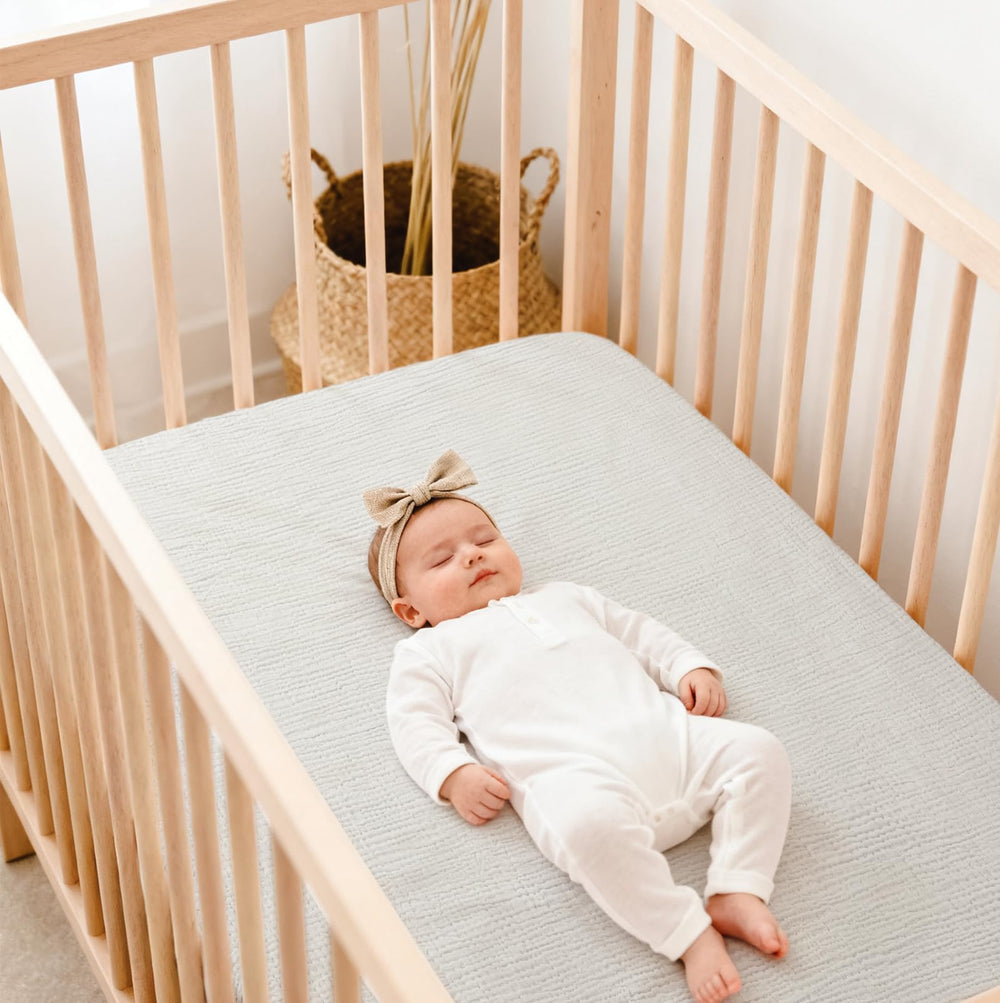 Lulu Moon muslin crib sheets 9-inch pockets keep fabric taut and safe