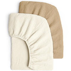 Lulu Moon muslin crib sheets in packaging showing soft breathable fabric for nursery setup