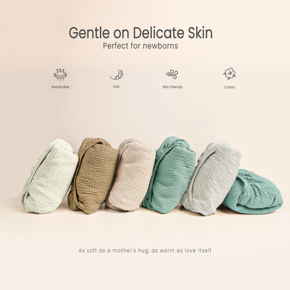 Lulu Moon muslin crib sheets snug-fit on mattress ensures secure sleep surface