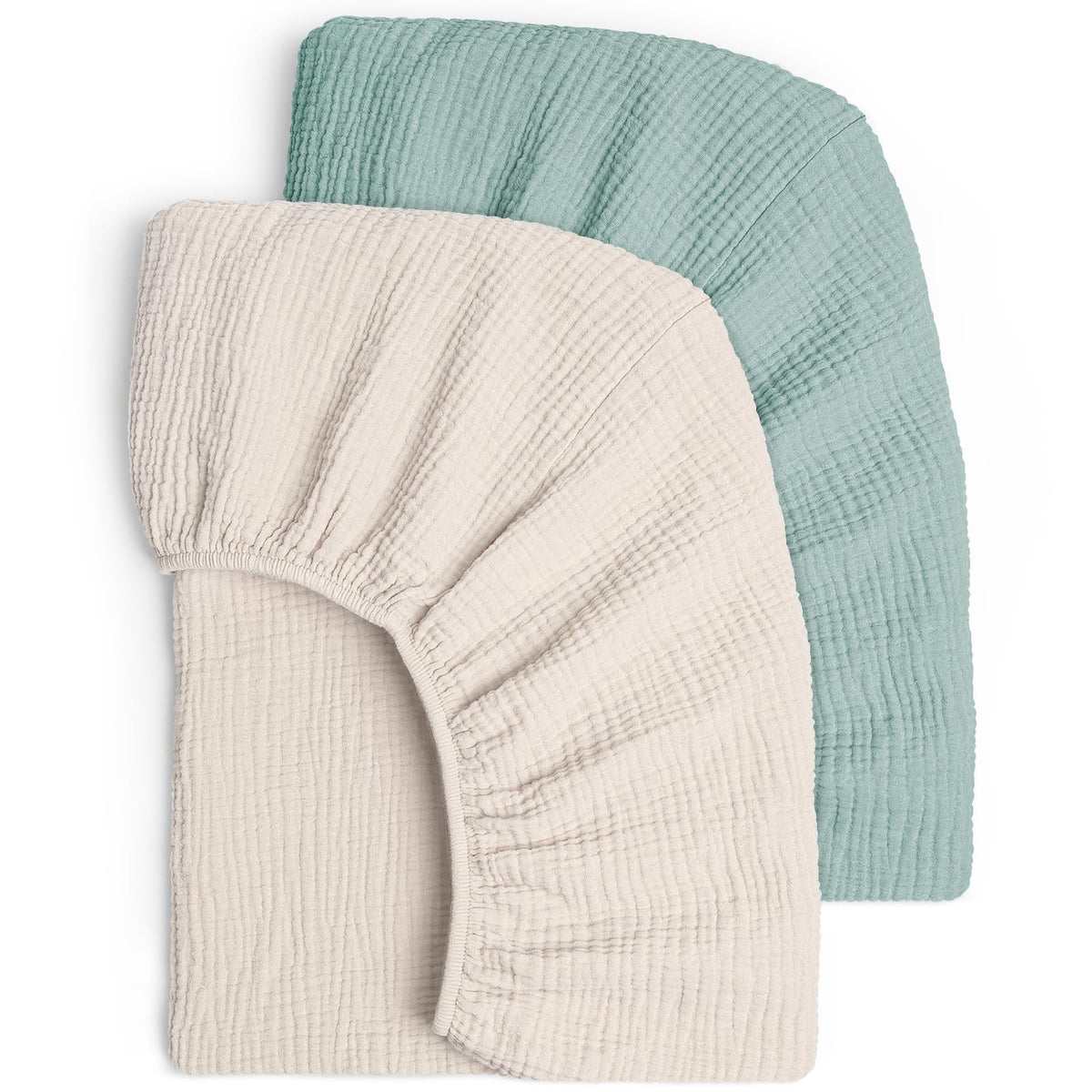 Lulu Moon Muslin crib sheets close-up showing ultra-soft fabric for tender baby skin