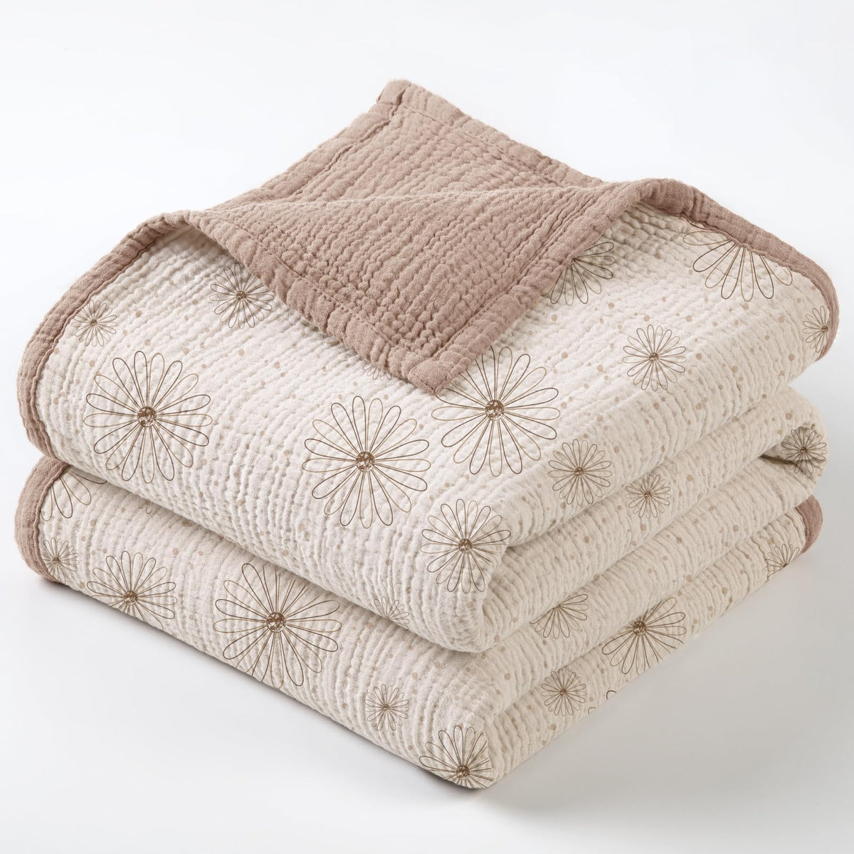 lulumoon muslin quilt blanket sand daisy folded for cozy newborn snuggles