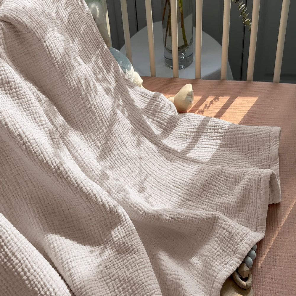 lulumoon muslin quilt blanket ivory machine washable for easy care