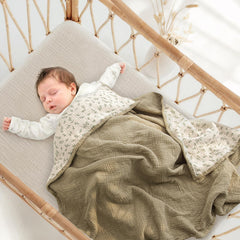 lulumoon muslin quilt olive tree reversible print for versatile use
