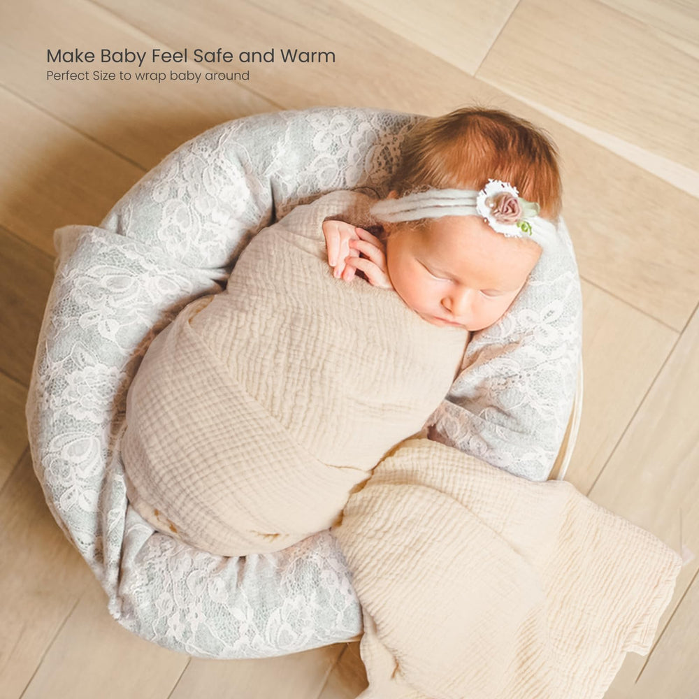 Lulumoon Muslin Swaddle Blanket baby-wrapped for secure snugness