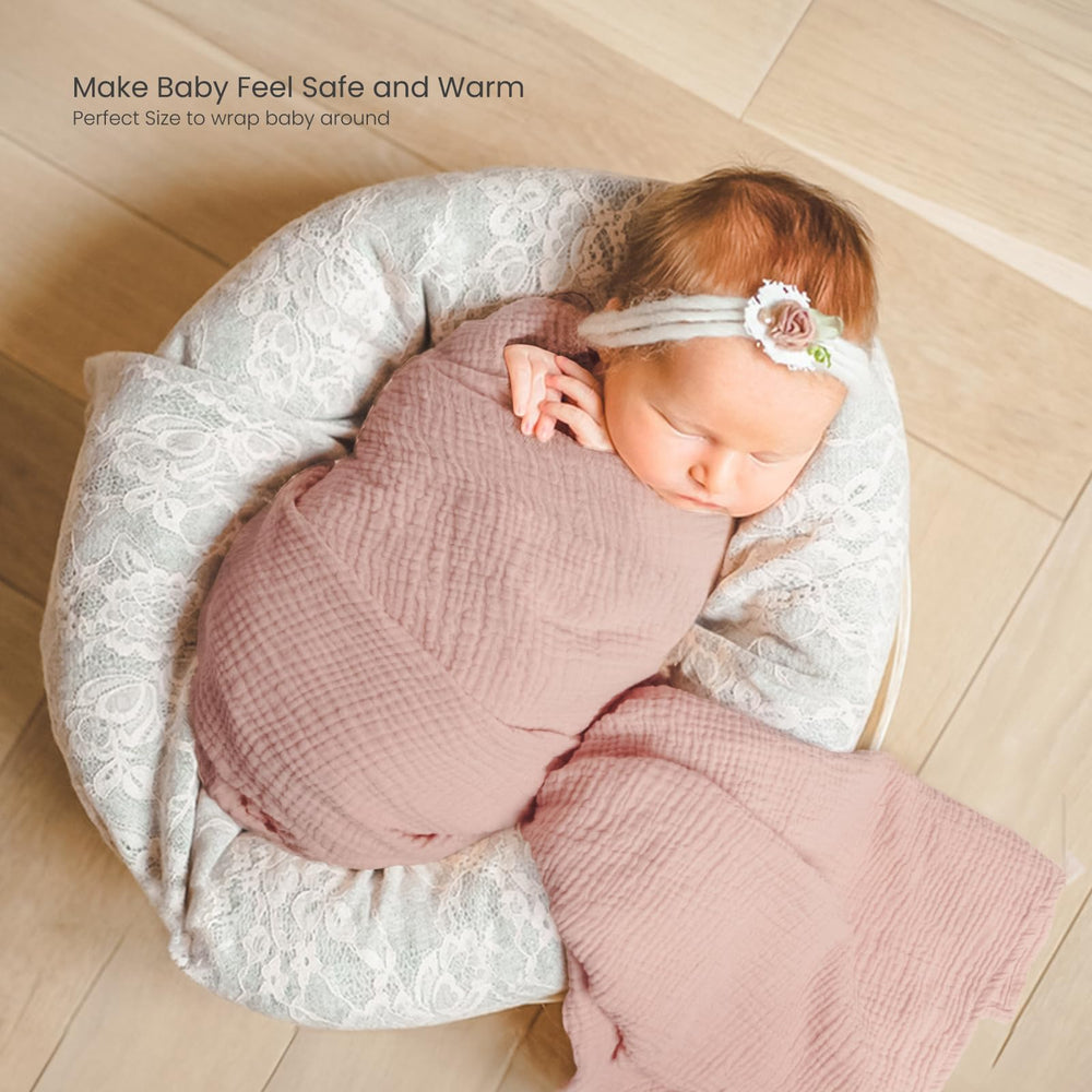Lulumoon Muslin Swaddle Blanket floral sand-flower design adds subtle nursery decor.