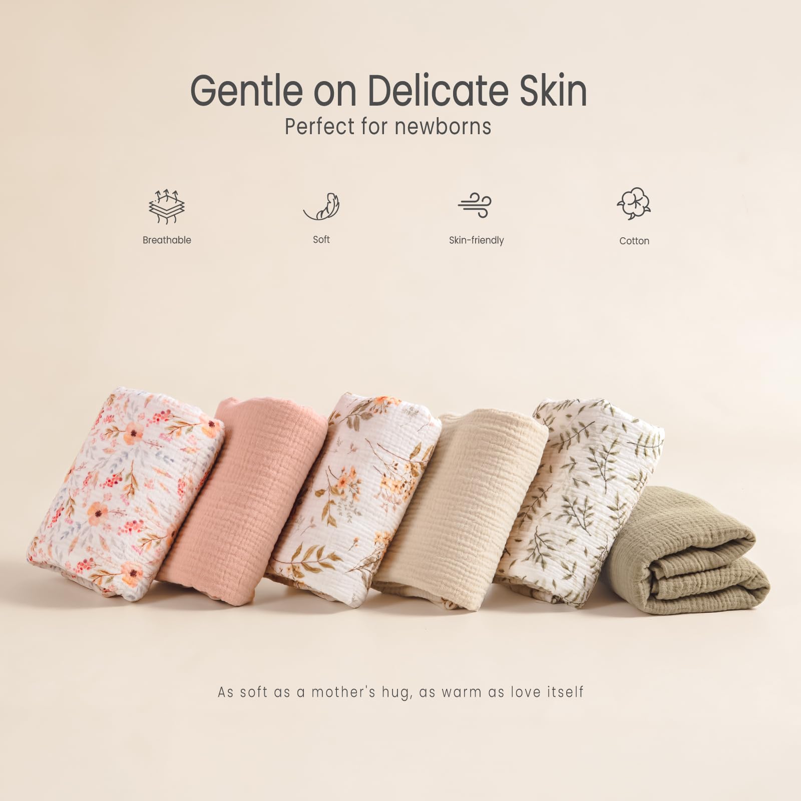 lulumoon muslin swaddle blanket olive branche packaged in a convenient two-pack
