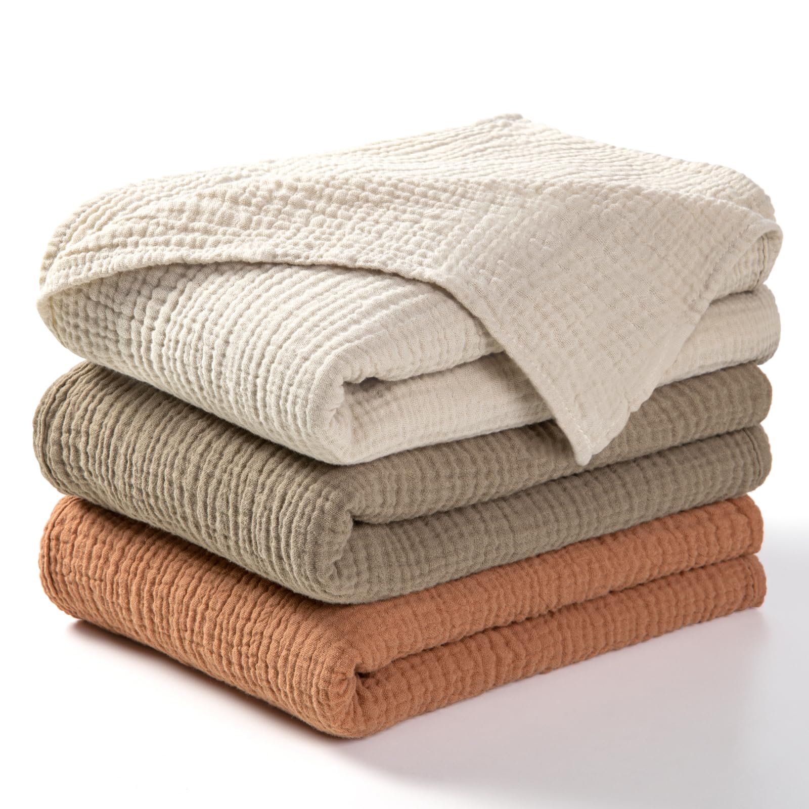 The Lulumoon Muslin Swaddle Olive fabric texture shows breathable cotton for baby comfort.