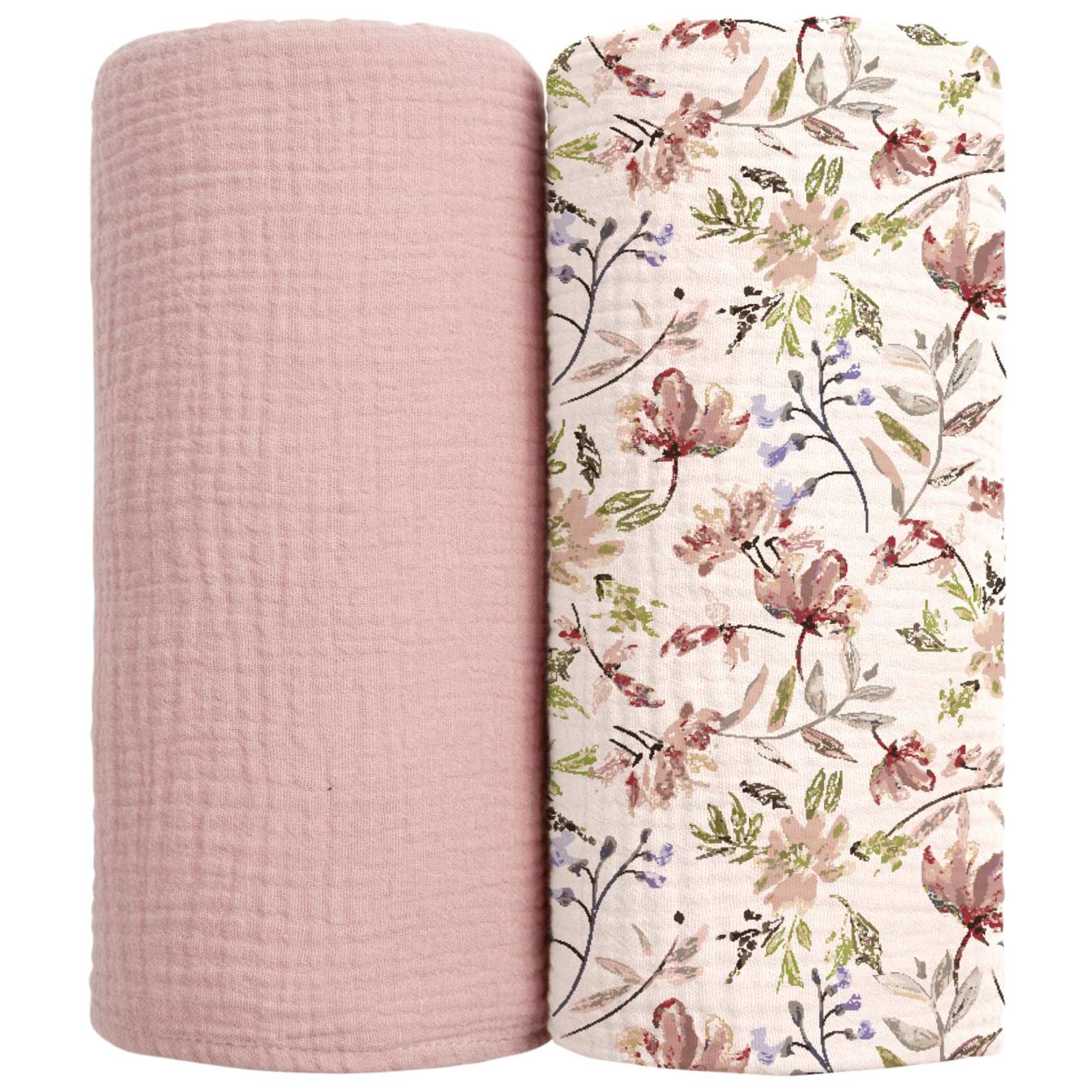 Lulumoon Muslin Swaddle Blanket closeup shows soft cotton and breathable fabric for baby's comfort.