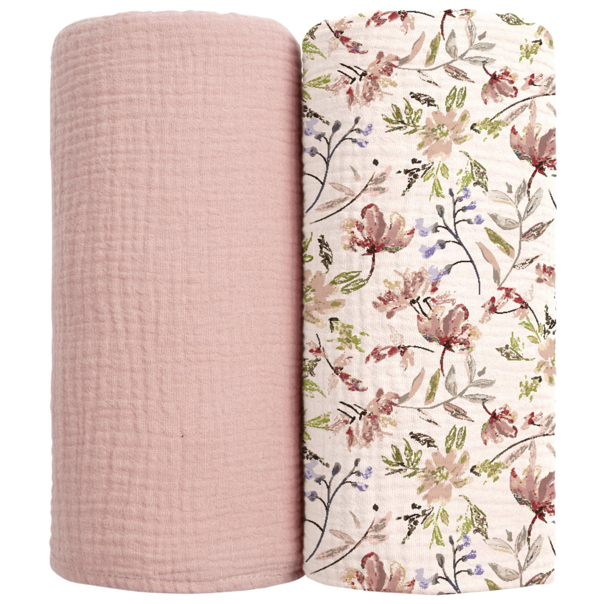 Lulumoon Muslin Swaddle Blanket closeup shows soft cotton and breathable fabric for baby's comfort.