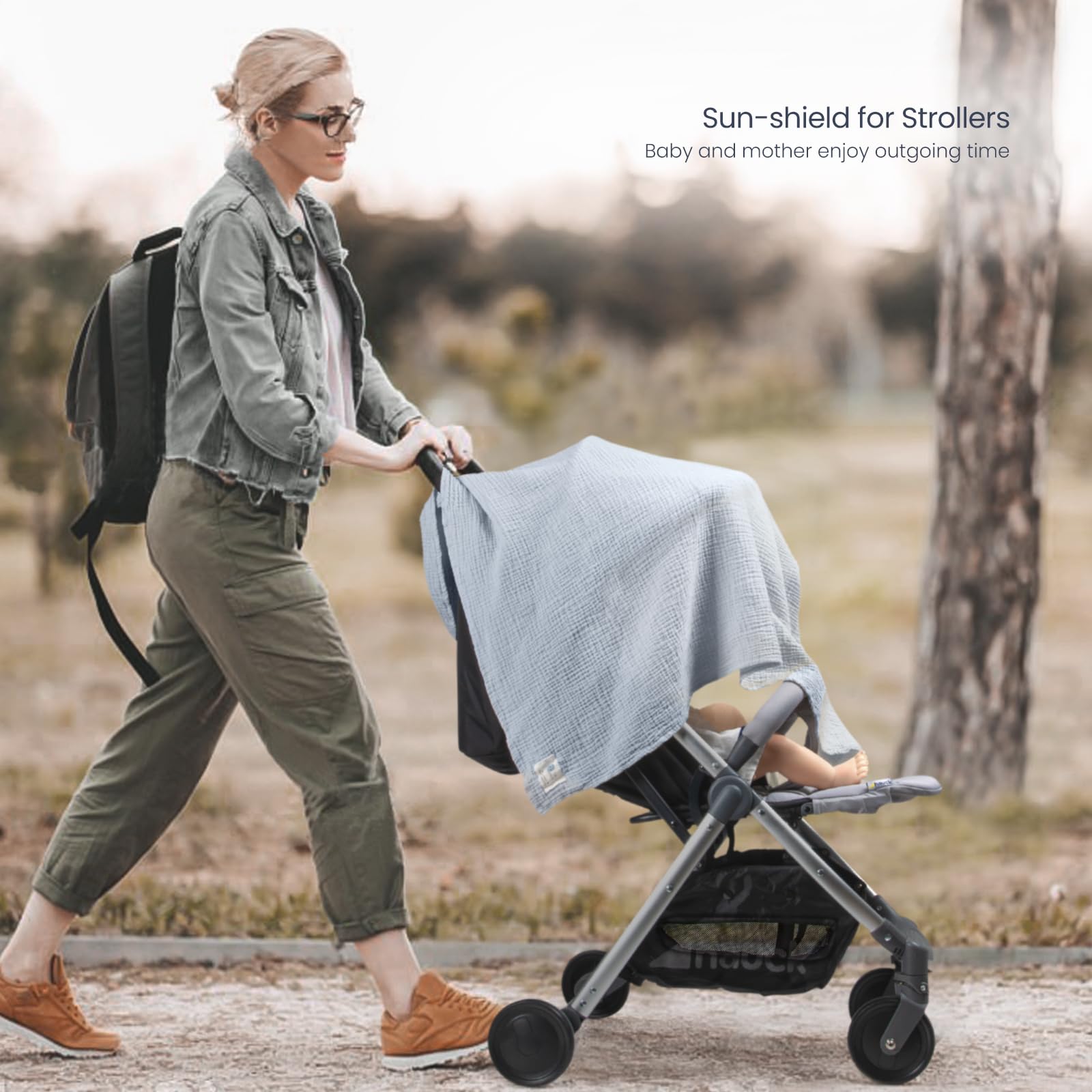lulumoon muslin swaddle blanket navy lightweight layering detail