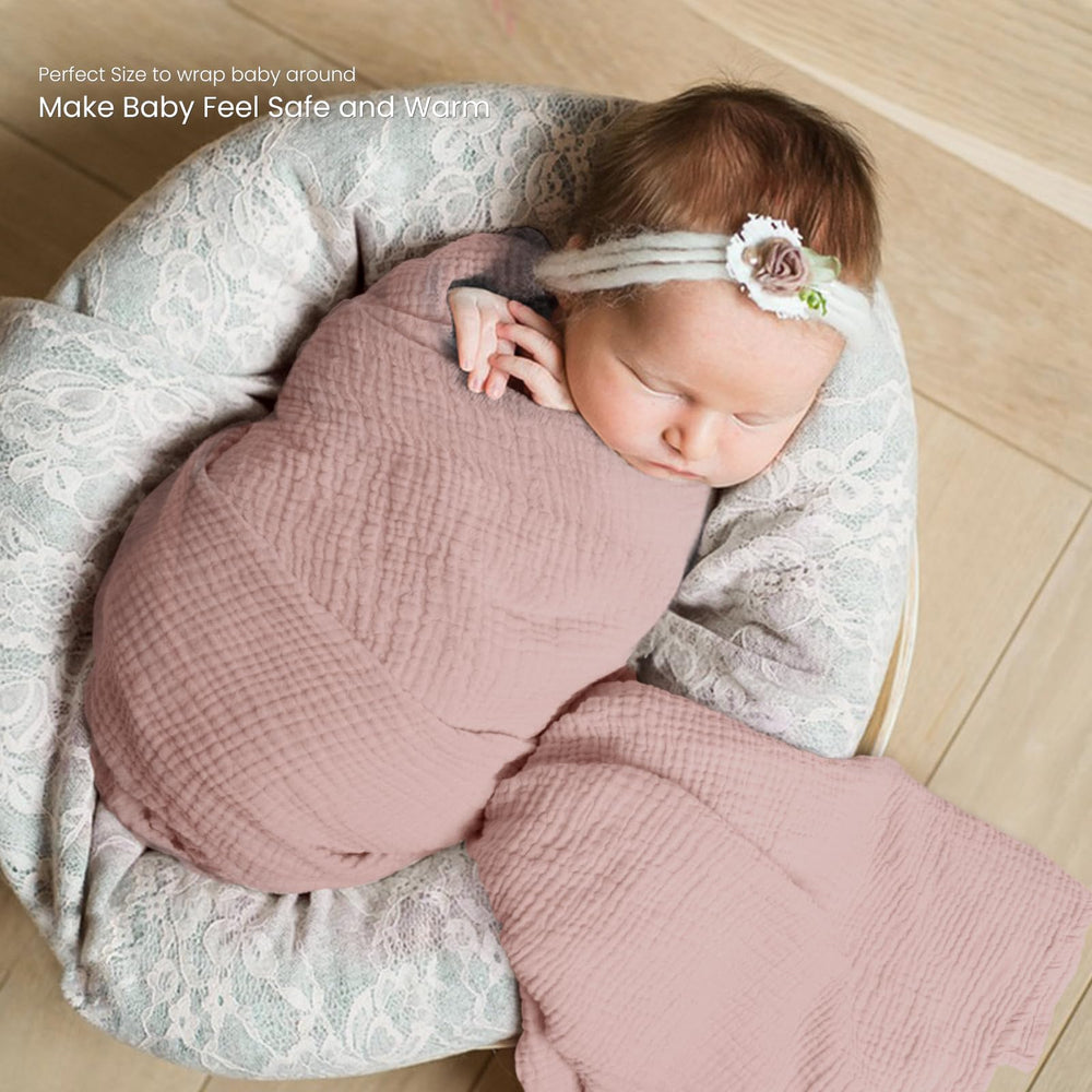 lulumoon Muslin Swaddle Chestnut soft-closeup showcases gentle cotton texture ideal for cozy sleep