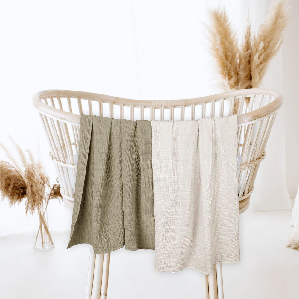 lulumoon muslin swaddle olive baby sleep-friendly cover for nursing or stroller.