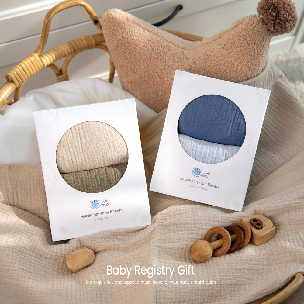 Lulumoon neutral color bassinet sheets suit any nursery decor.