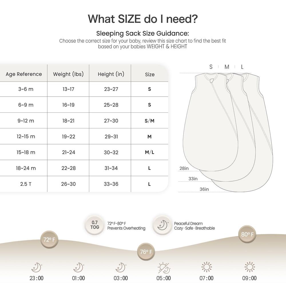 lulumoon Sleep Sack breathable Muslin fabric helps regulate temperature.