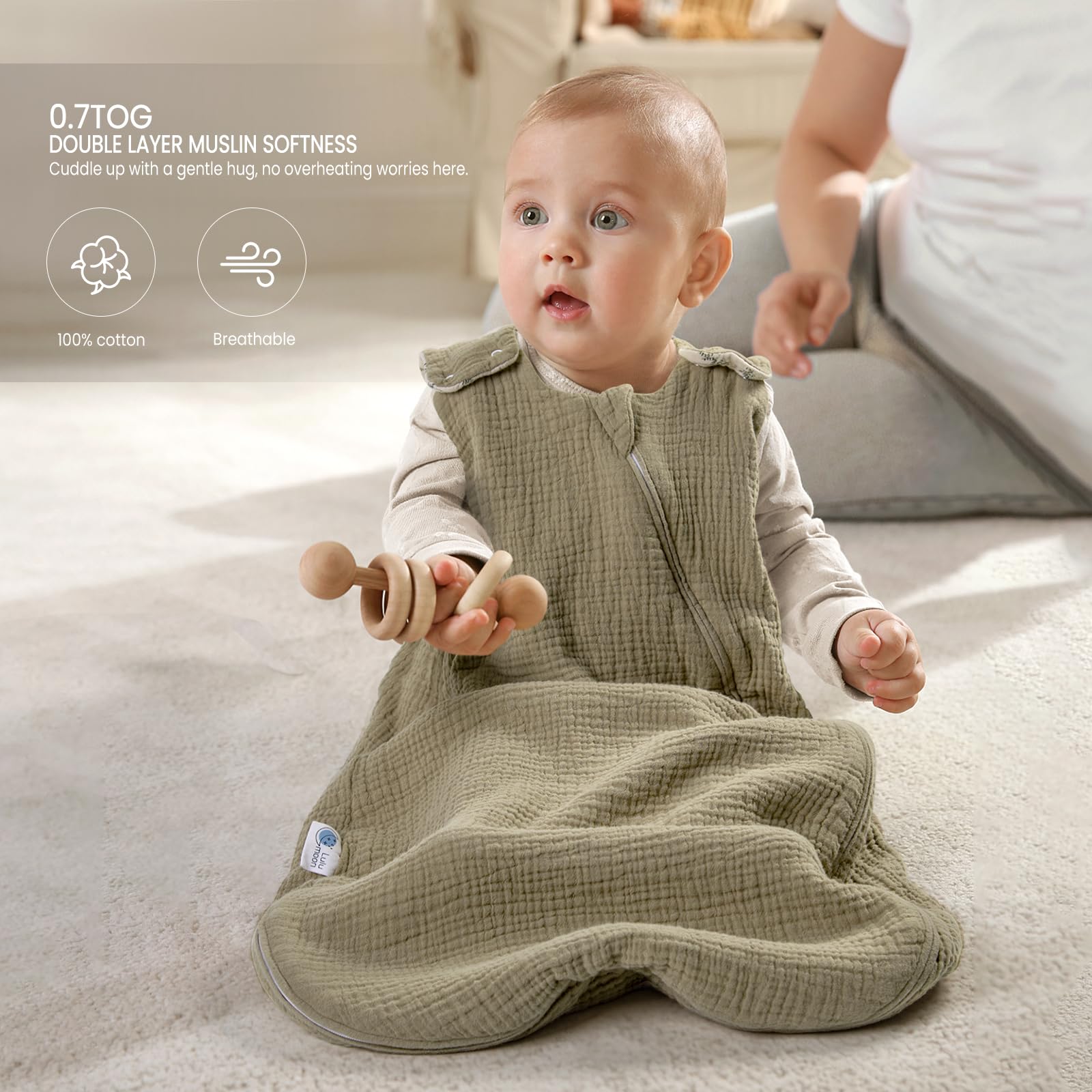lulumoon Sleep Sack machine-washable softness lasts wash after wash.