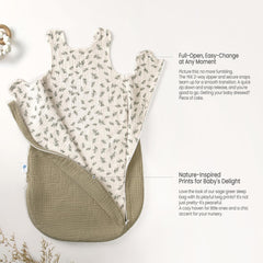lulumoon Sleep Sack Muslin 0.7 tog for year-round temperature balance.