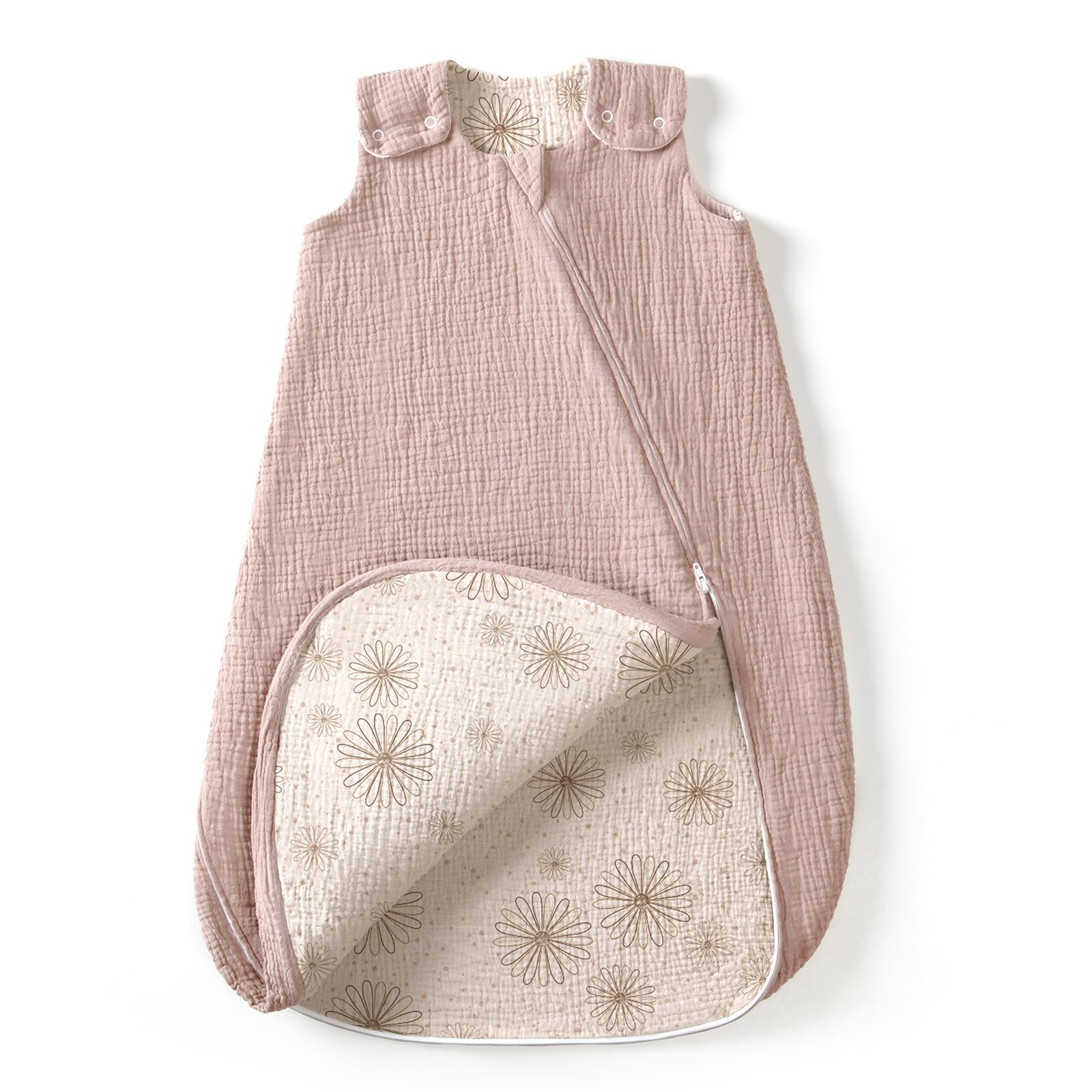 Lulumoon Sleep Sack Muslin front view shows all-season breathable comfort.