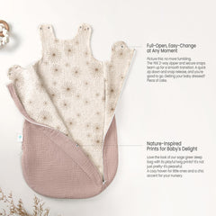 Lulumoon Sleep Sack Muslin spacious bottom supports baby movement.