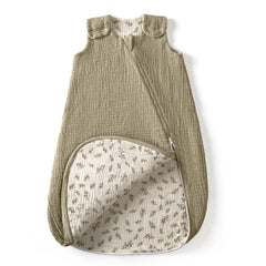 lulumoon Sleep Sack Muslin double-layer exterior twig interior for breathable year-round comfort.