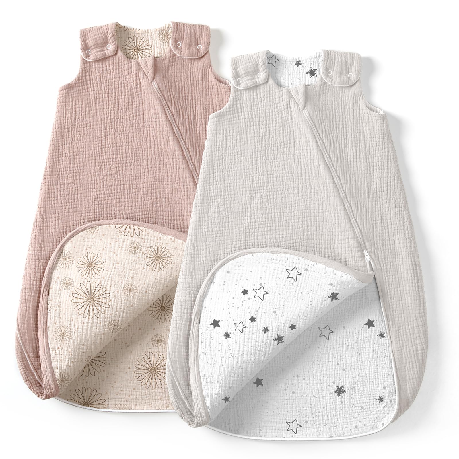 lulumoon Sleep Sack Muslin double-layer exterior for all-season comfort during nursery naps.
