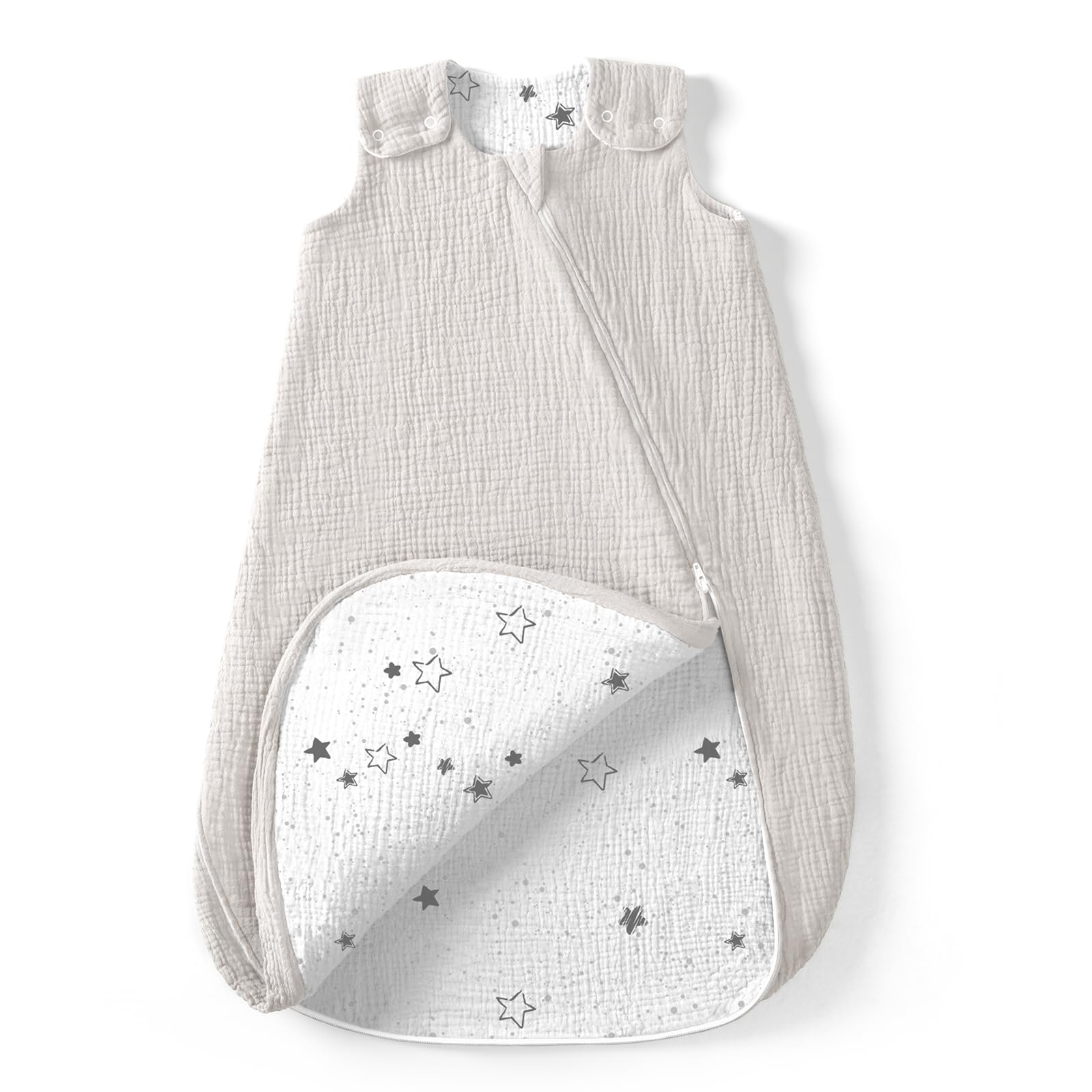 Lulumoon Sleep Sack Muslin double-layer for year-round nursery comfort.
