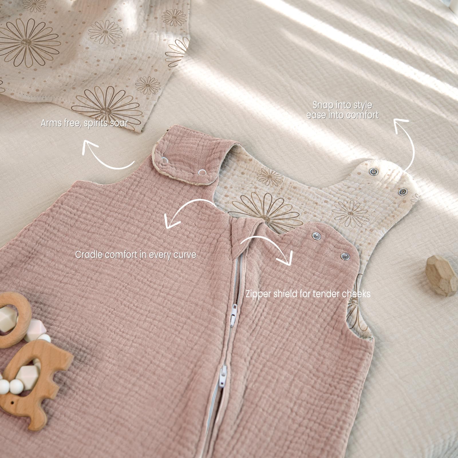 Lulumoon Sleep Sack Muslin fits any nursery aesthetic.