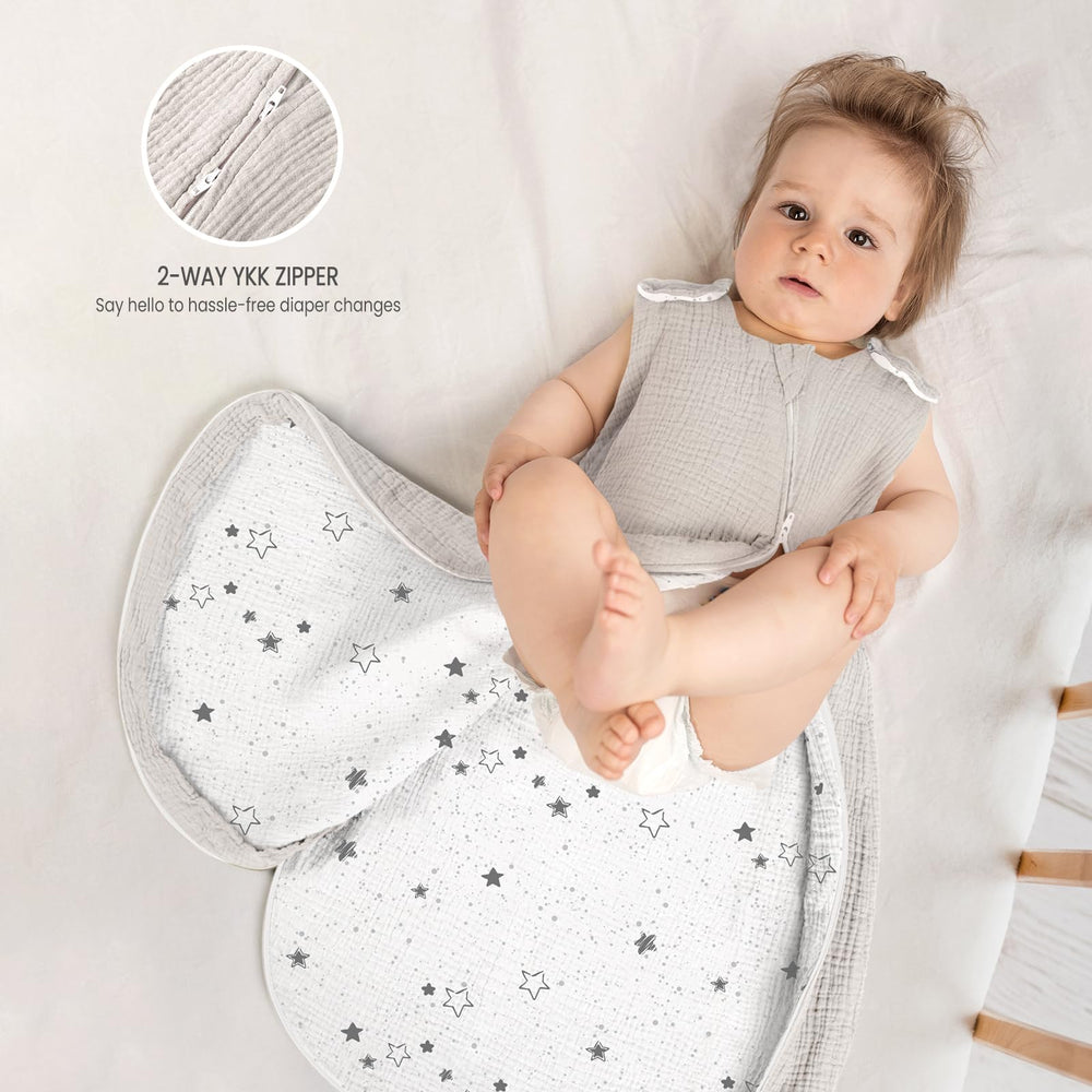 lulumoon Sleep Sack Muslin shoulder snaps speed dressing without disruption