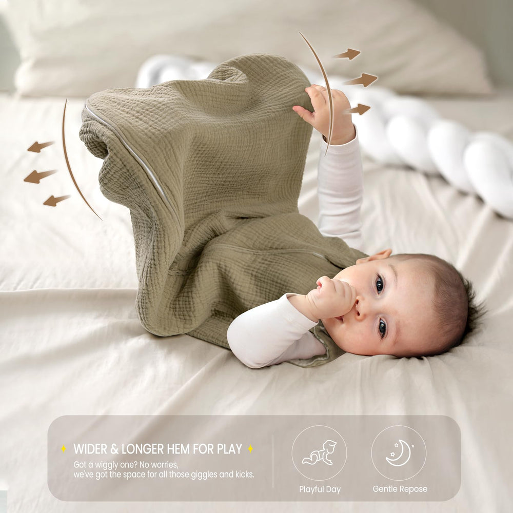 lulumoon Sleep Sack shoulder snaps simplify dressing for peaceful mornings.