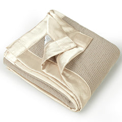 Lulumoon swaddle blanket waffle texture with satin edge for cozy newborn warmth