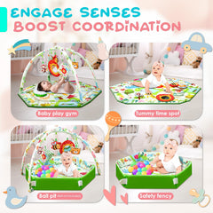lulunemo baby play mat-animal-toys-tiger-bee-monkey sparks visual and auditory exploration during play