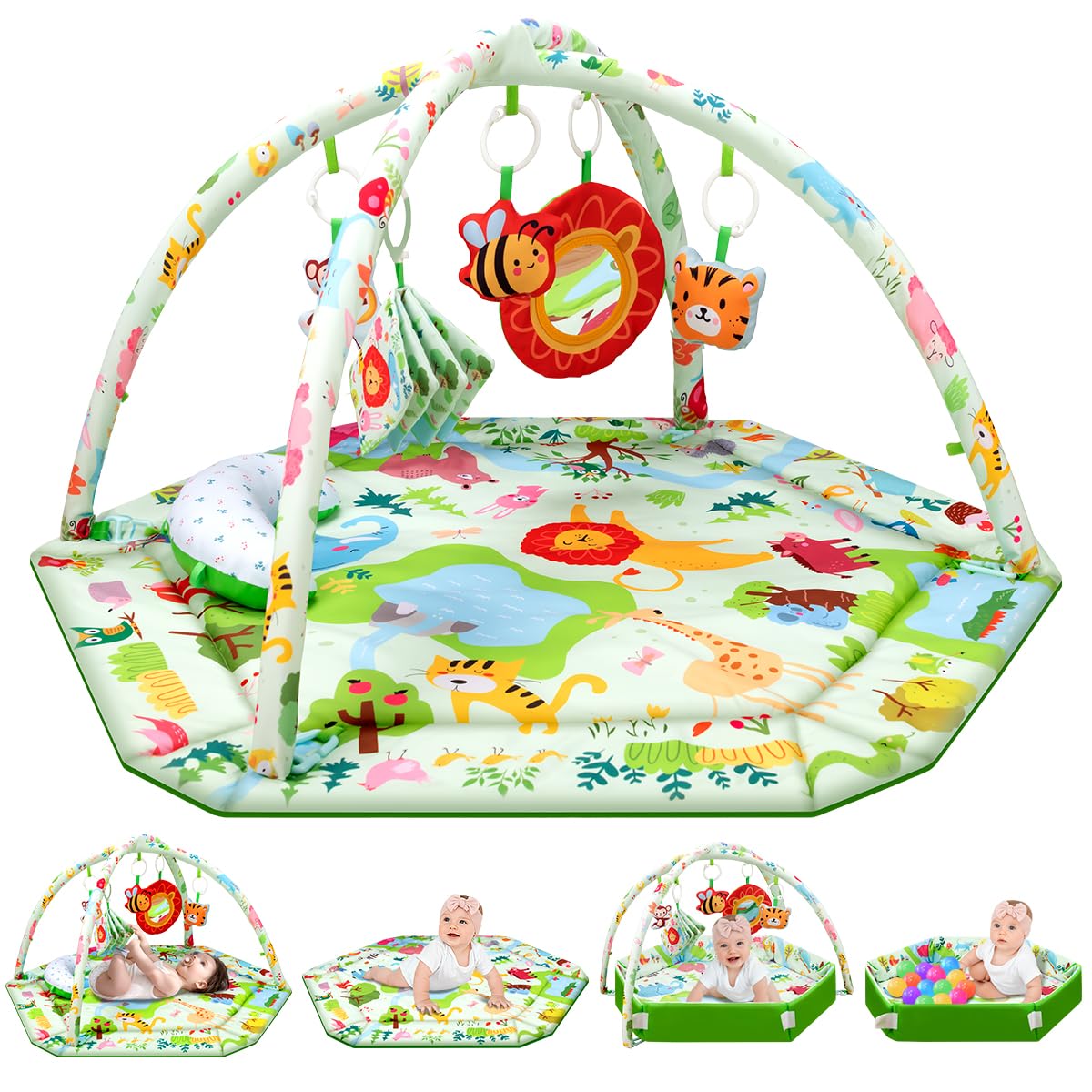 lulunemo baby play mat with detachable toys promotes engaging sensory play and tummy time