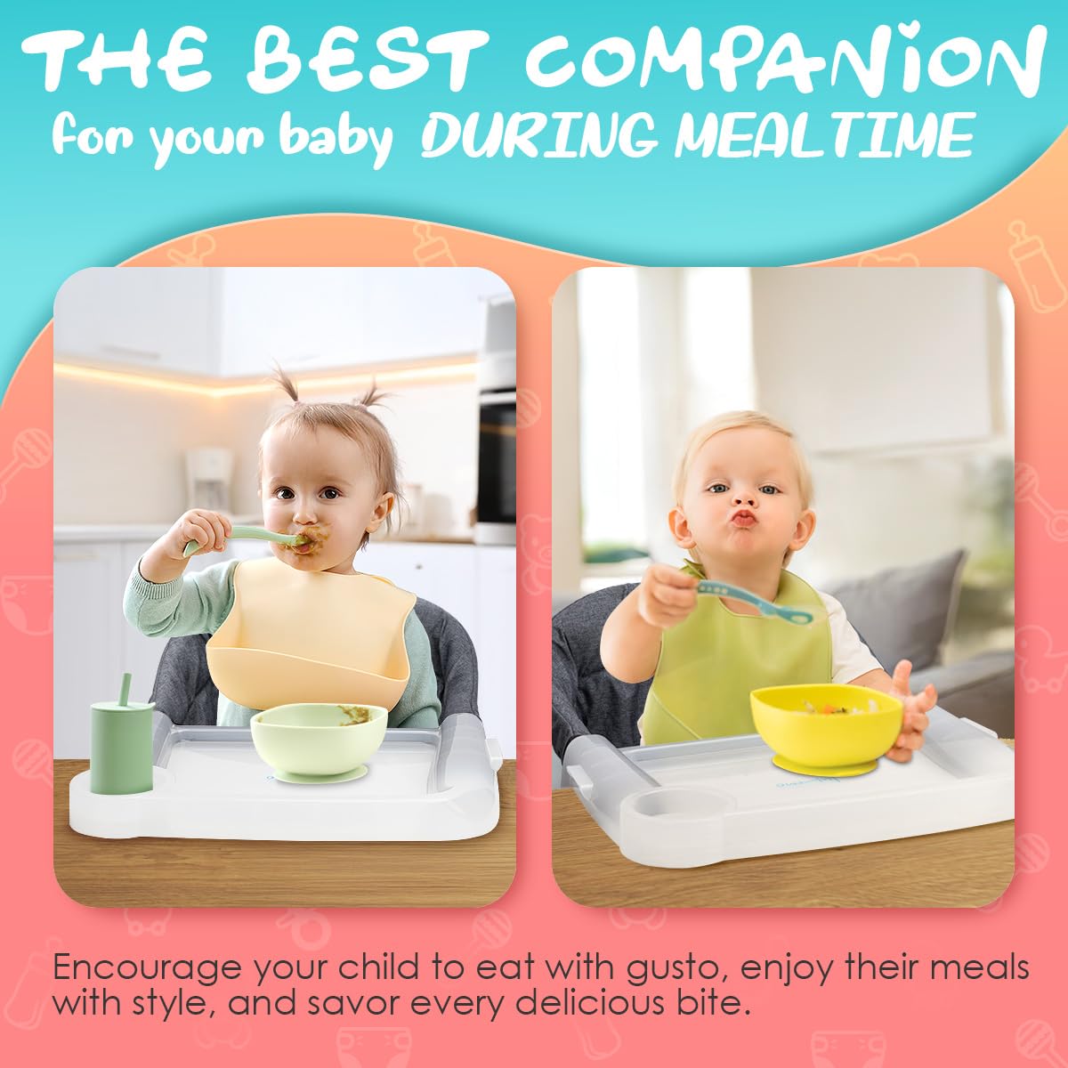 Lulunemo clip-on chairs dining surface demonstrates tidy mealtime on portable chairs.