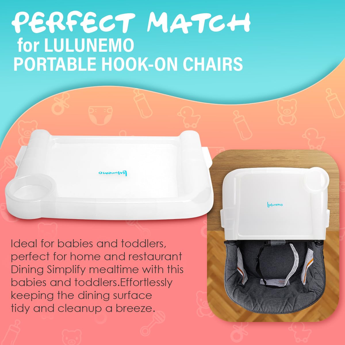 Lulunemo durable plastic tray closeup highlighting stability to prevent spills.