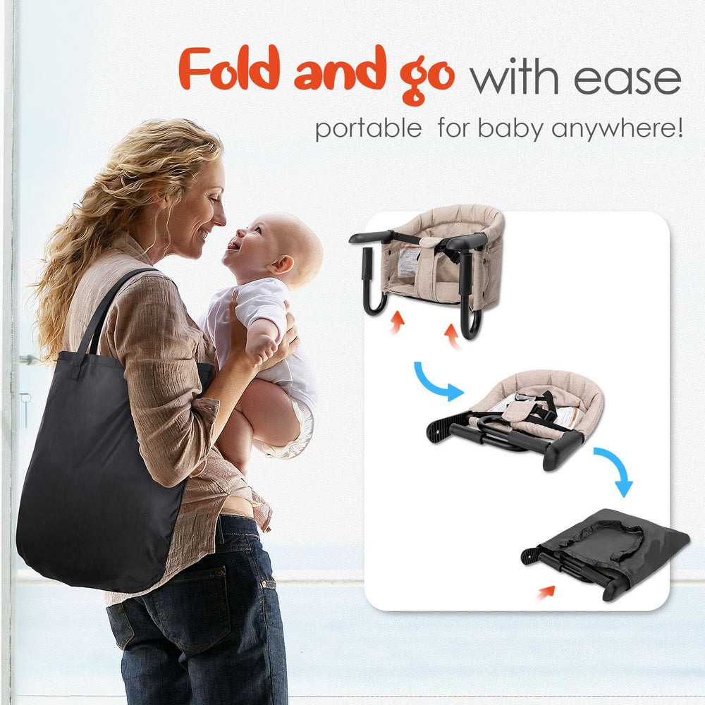 lulunemo Hook On High Chair aluminum clamps deliver sturdy table attachment