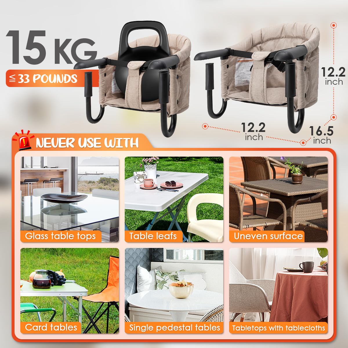 lulunemo Hook On High Chair folded design saves space for travel and storage
