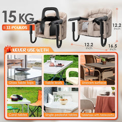 lulunemo Hook On High Chair folded design saves space for travel and storage