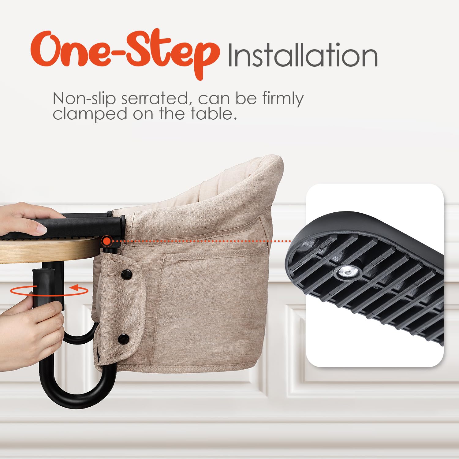 lulunemo Hook On High Chair harness provides secure seating for toddlers