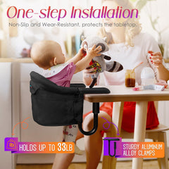 lulunemo hook-on high chair safety harness keeping baby secure during meals