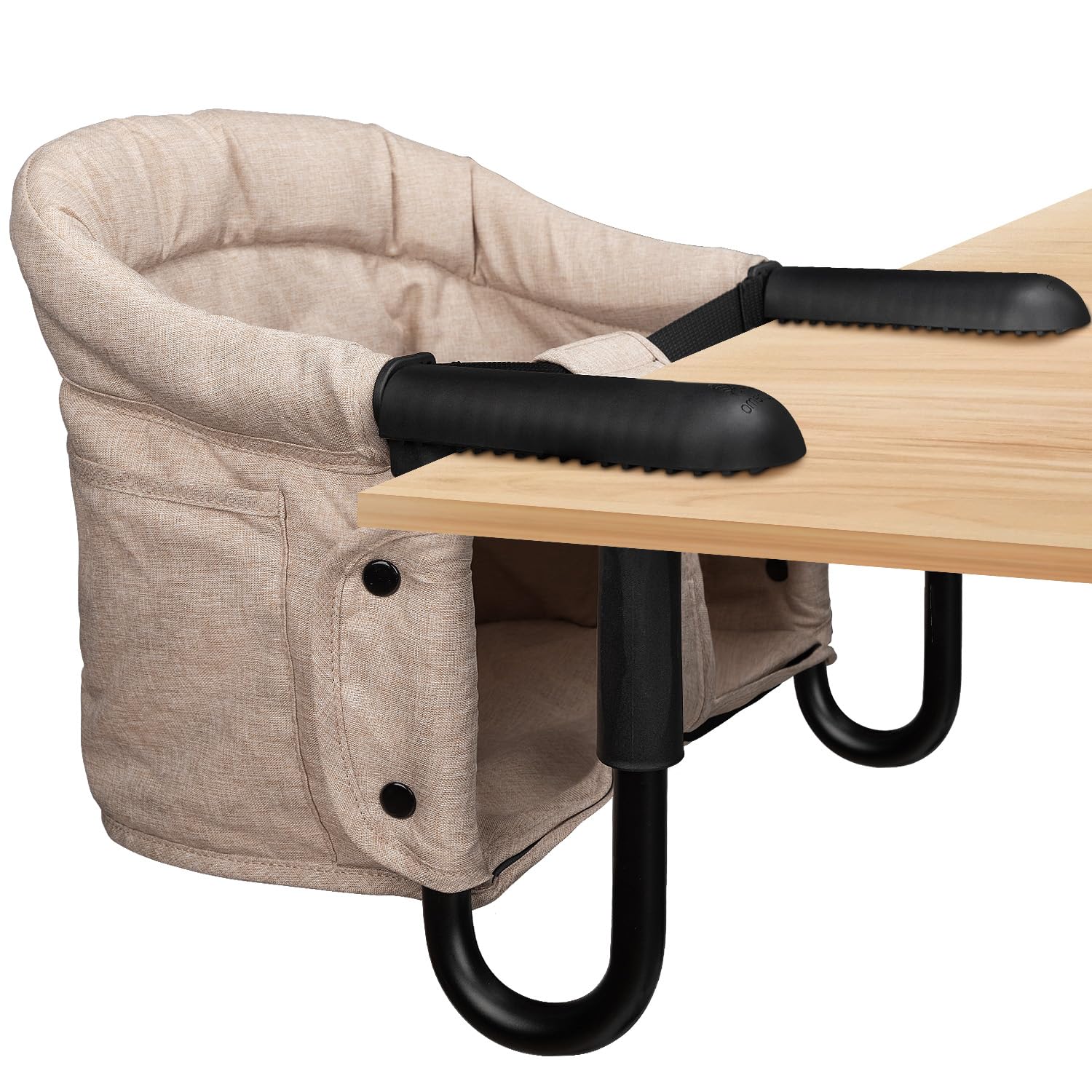lulunemo Hook On High Chair setup shows quick install for on-the-go meals