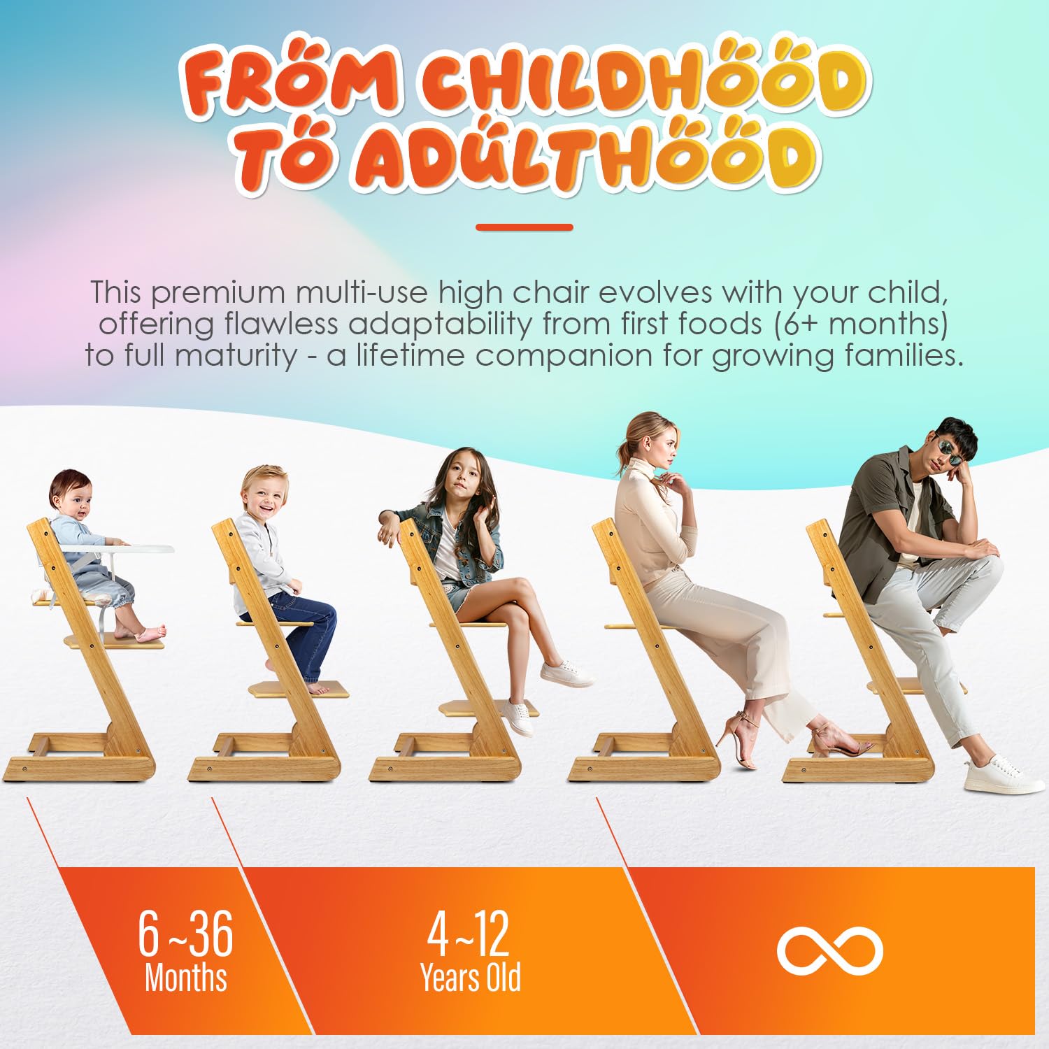 lulunemo wooden high chair converts to dining chair for extra seating
