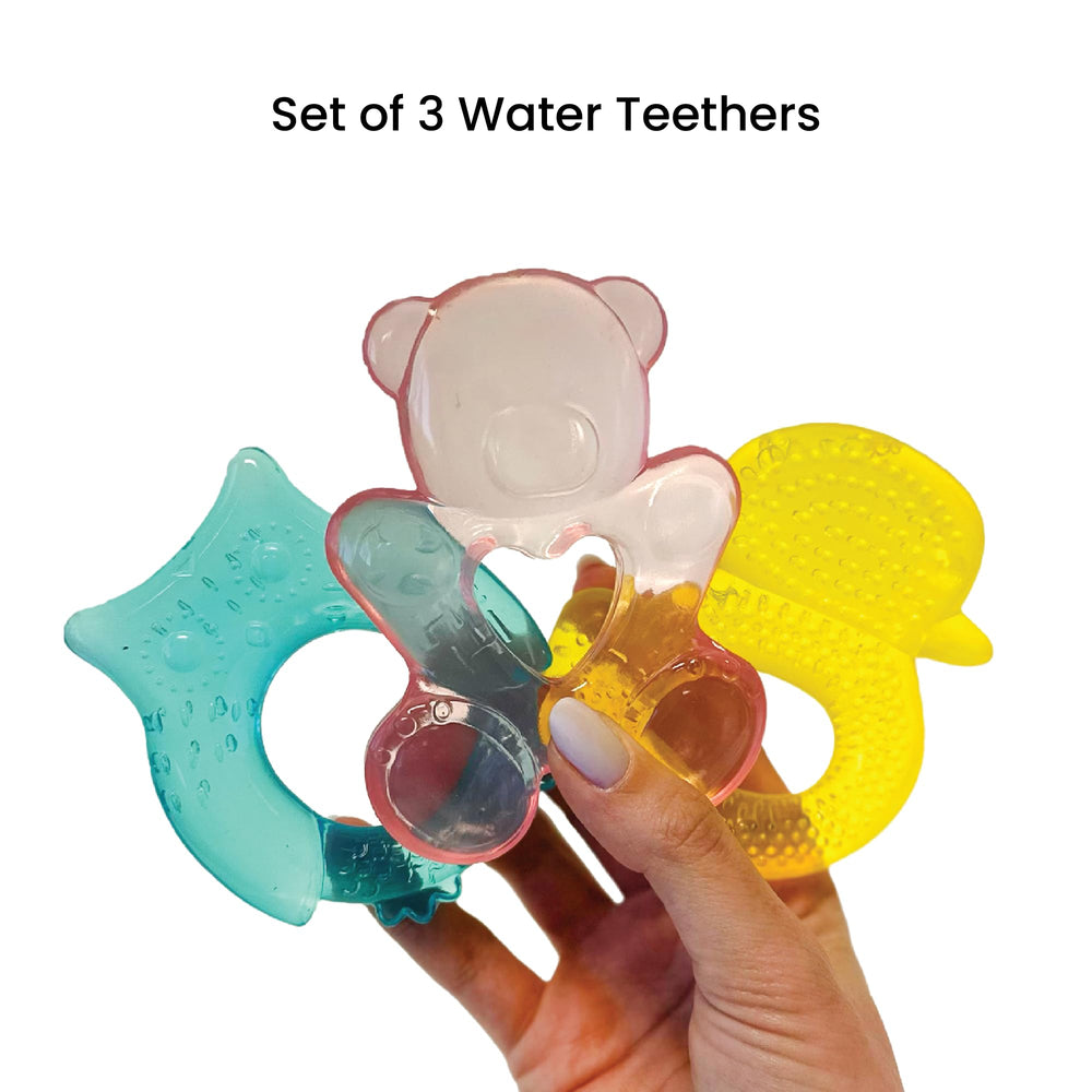 Lulyboo bear teether encourages little hands to grip and explore.