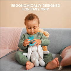 Lulyboo monkey teether supports sensory exploration with easy-to-grasp design.