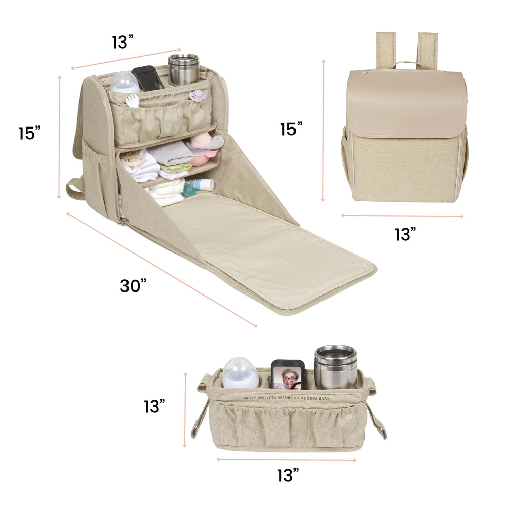 Lulyboo Convertible Diaper Bag Backpack changing station enables quick on-the-go diaper changes.