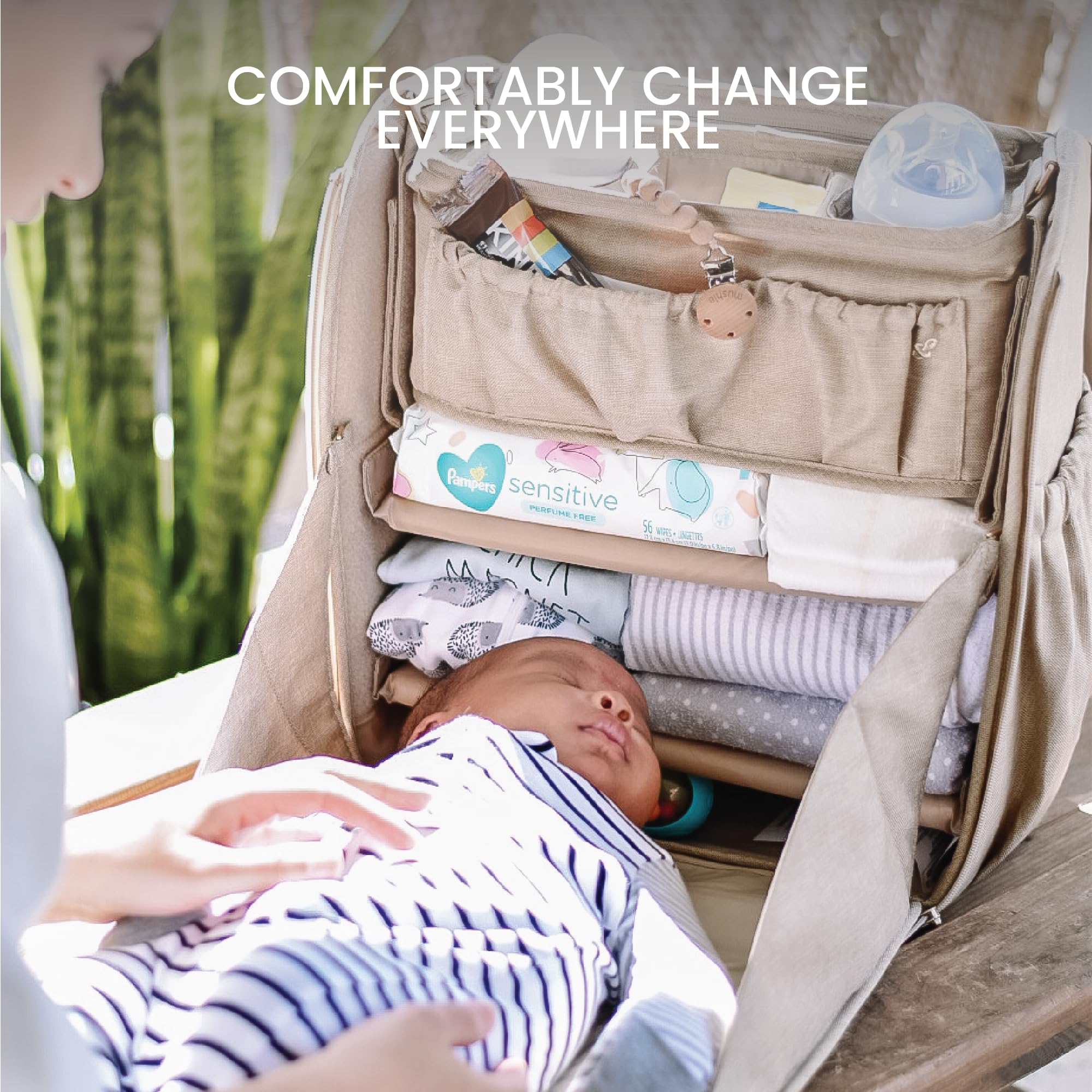 Lulyboo Convertible Diaper Bag Backpack reinforced 800D stitching for durability.