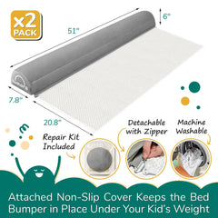LUMARA bed rail fit visual twins shows compatibility with multiple bed sizes for flexible use.