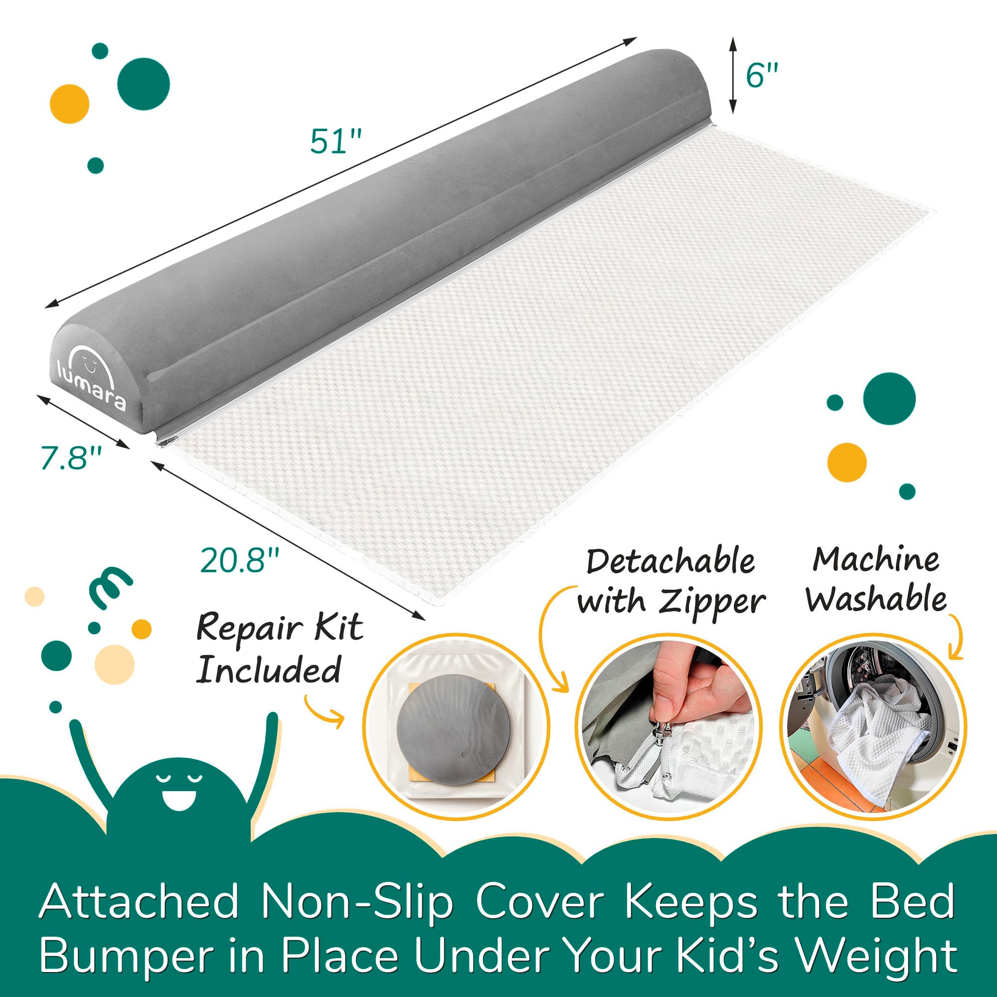 LUMARA bed rail with flocking cover reduces movement for secure nights